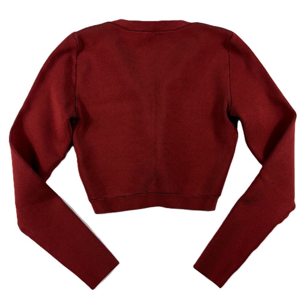 Guess Marciano Caught On Lace Ruched Burgundi Long Sleeve Top Blouse XS - Picture 4 of 4